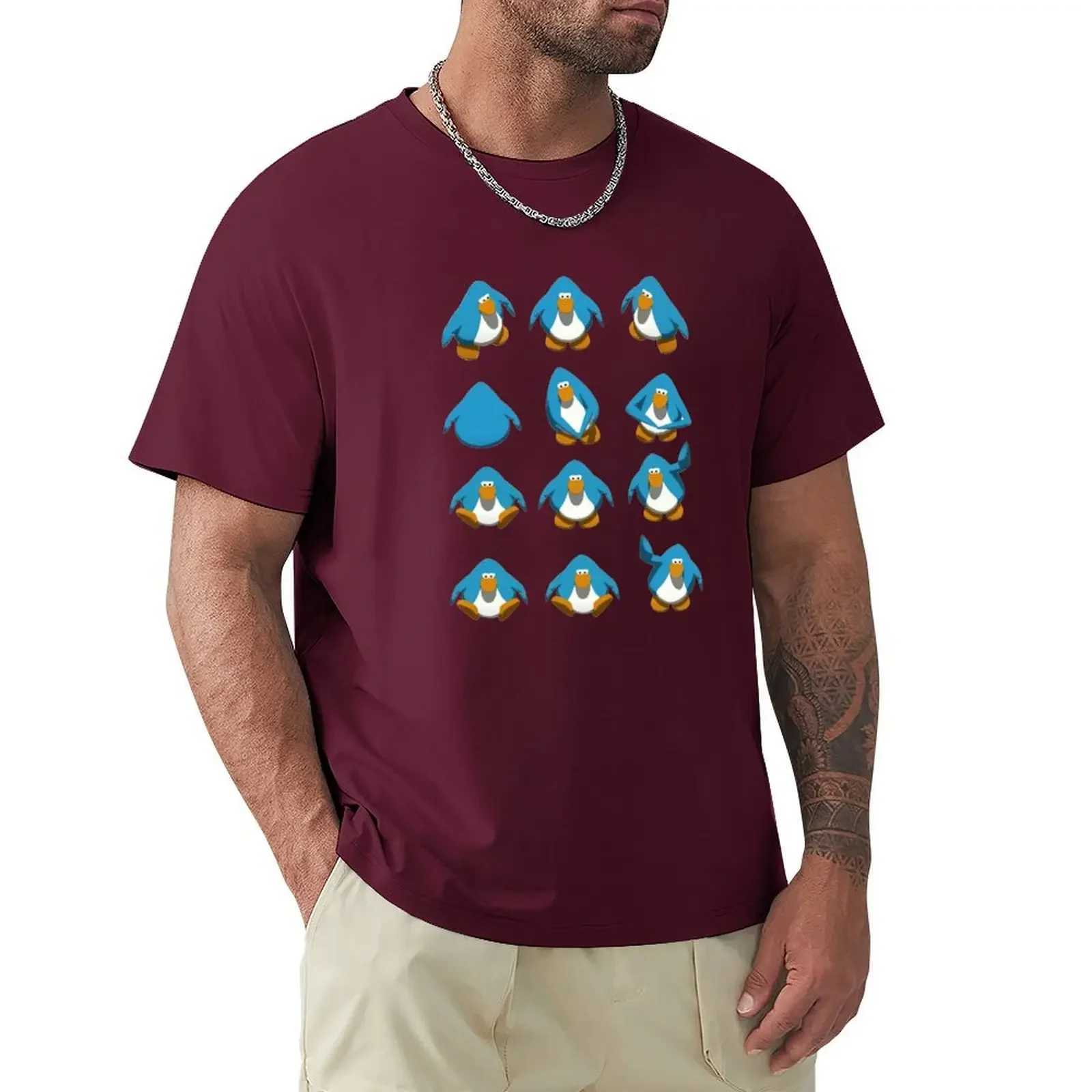 Ordinary oversized mens T-shirt casual style club penguin default dance T-shirt street mens clothing harajuku W241223