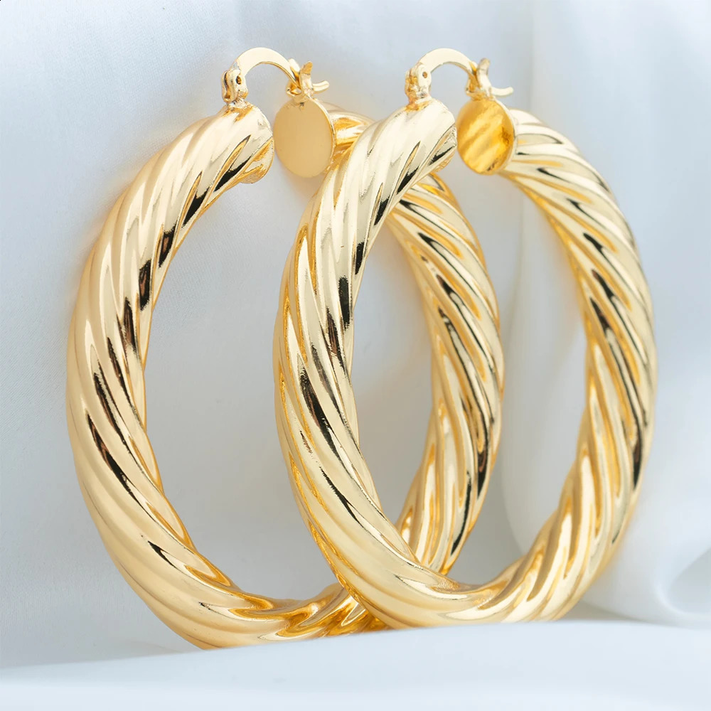 Big Earrings for Women Punk Fashion 60mm Diameter Gold Plated Hoop Earrings Daily Wear Statement Earrings Jewelry Accessory 241224