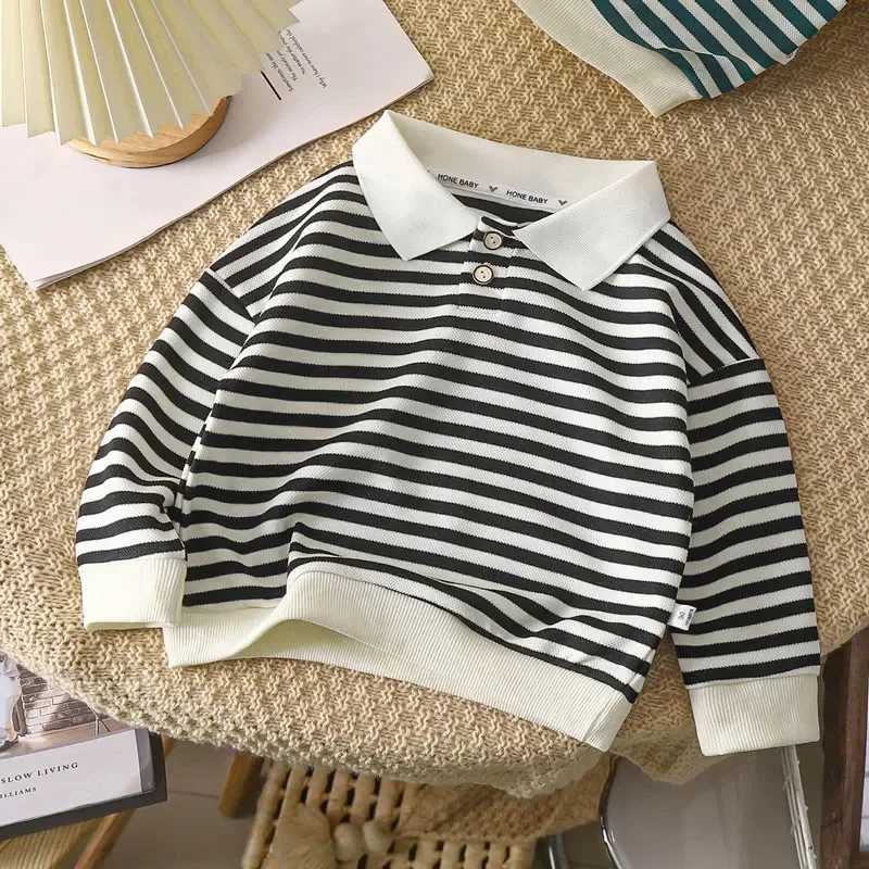Boys polo shirt autumn childrens winter top long sleeved childrens T-shirt striped girls shirt baby T-shirt toddler clothing W241223