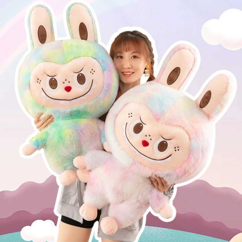 Plush Dolls 100cm Super Large Size Tie Stained Labubu Stuffed Plush Girl Soft Fleece Doll with Soothing Childrens Birthday Doll Sleeping J241214