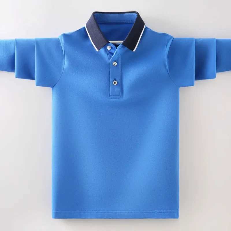 Childrens polo shirts for spring and autumn fashion childrens casual long sleeved tops teenagers boys clothing for 5-14 years W241223