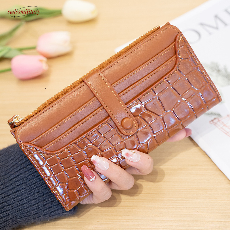 Women Folding Long D Buckle Coin Ladies Retro Multi-card Holder Canvas Houndstooth Purse Card Wallet #11 swissmilitary