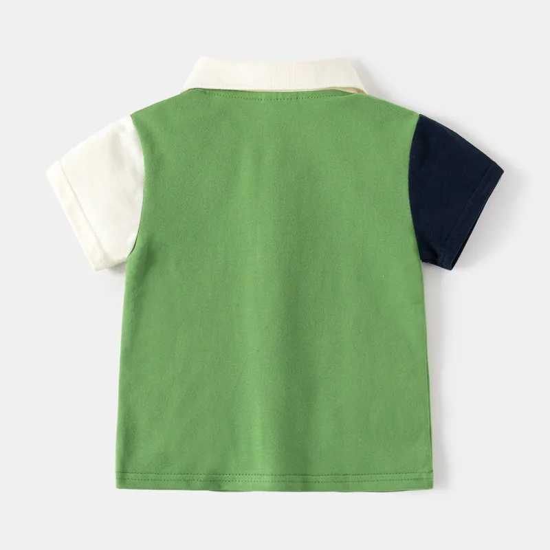 Boys polo shirt short sleeved summer patch work childrens top childrens T-shirt soft boys shirt clothing W241223