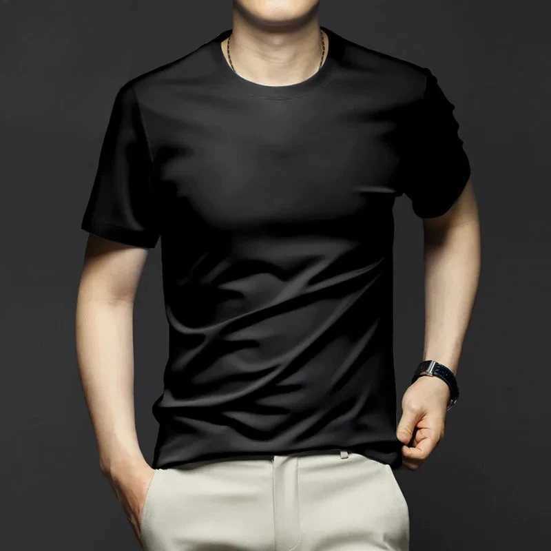 Minglu Modal Summer Mens T-shirt High Quality Short Sleeve Solid Color Round Neck Simple Casual Mens T-shirt Plus 5XL W241223