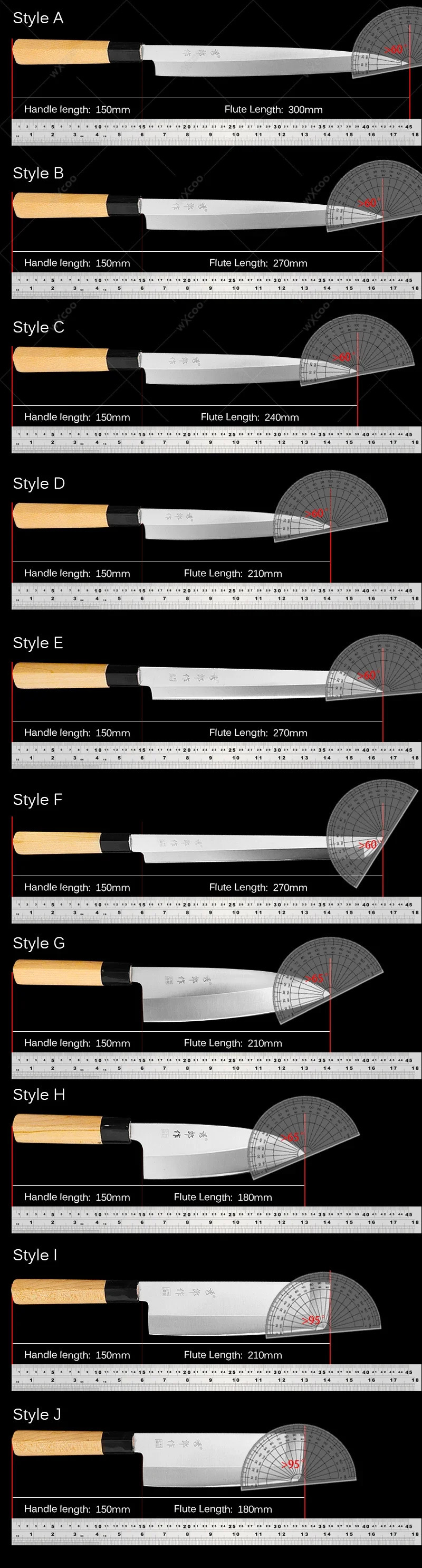WXCOO professional sashimi knife Japanese salmon chef knife stainless steel kitchen fish fillet chopper 241224 - view 3
