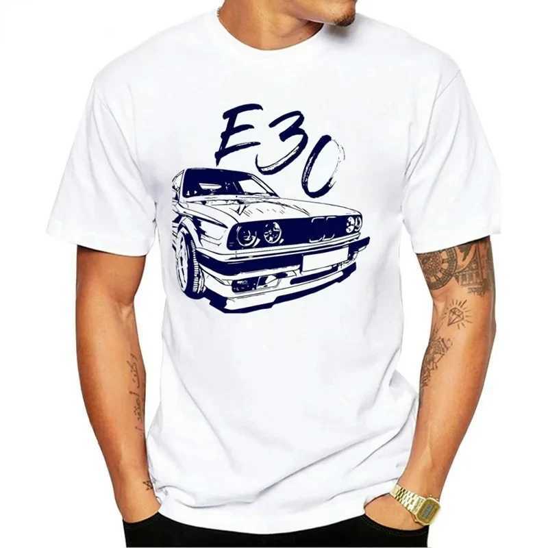 Comfortable and simple suitable for sports car enthusiasts summer mens short sleeved T-shirt BMW retro printed casual shirt W241223