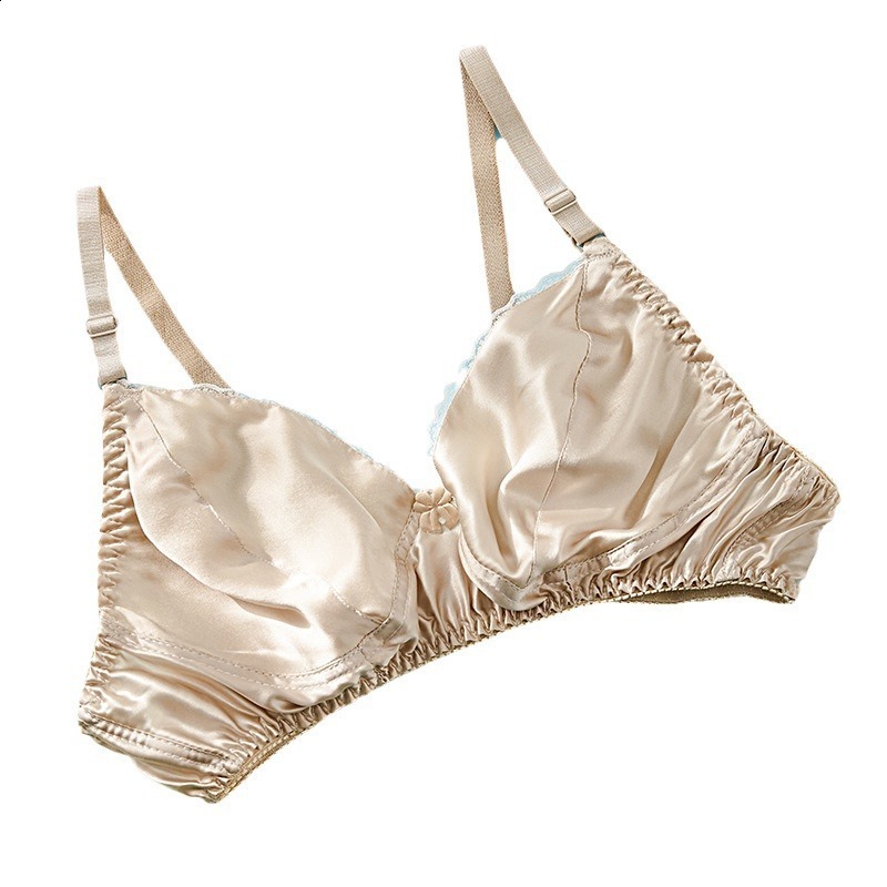 Thin silk bra double-sided mulberry silk bra seamless bra womens plus size breathable bra no sponge no steel ring 201202