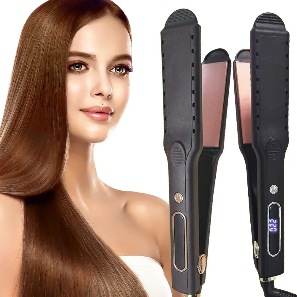 Hair Straightener Professional Ceramic Flat Iron Negative Ion Wide Plate Temperature Adjustable Straightening Iron 241224