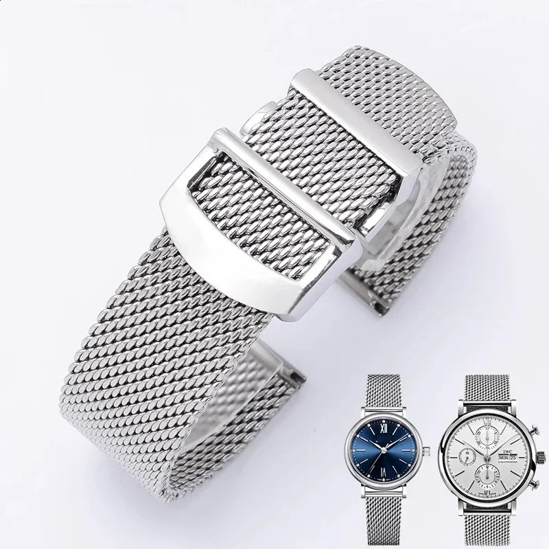 Watch accessories For IWC PORTOFINO PORTUGIESER Metal Strap Milanese Stainless Steel Band Chain 20mm 22mm With tools 241220