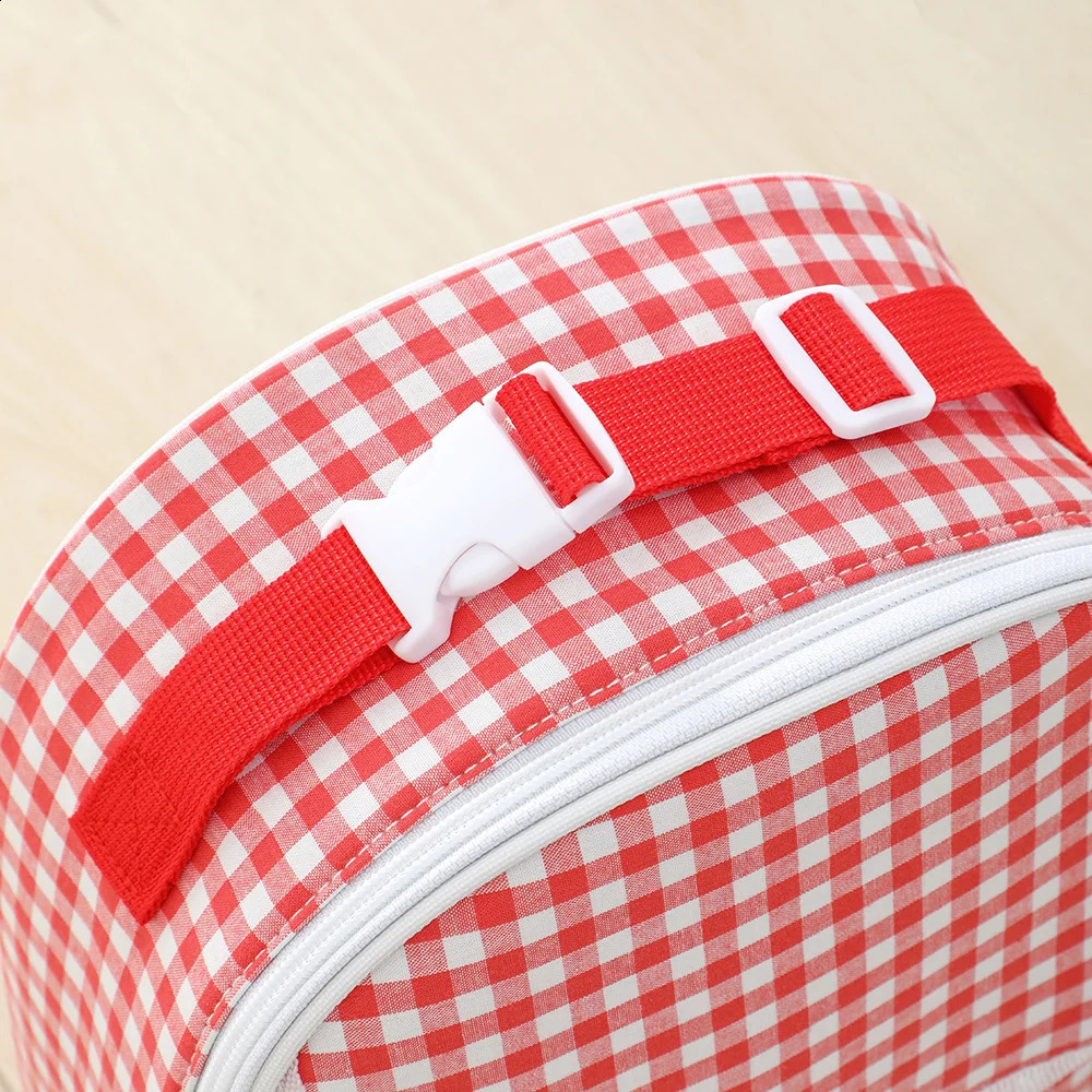 Plaid Lunch Bag For Kids With Portable Handle Insulated Lunch Box Cooler Tote Bag For Students School Picnic 241224