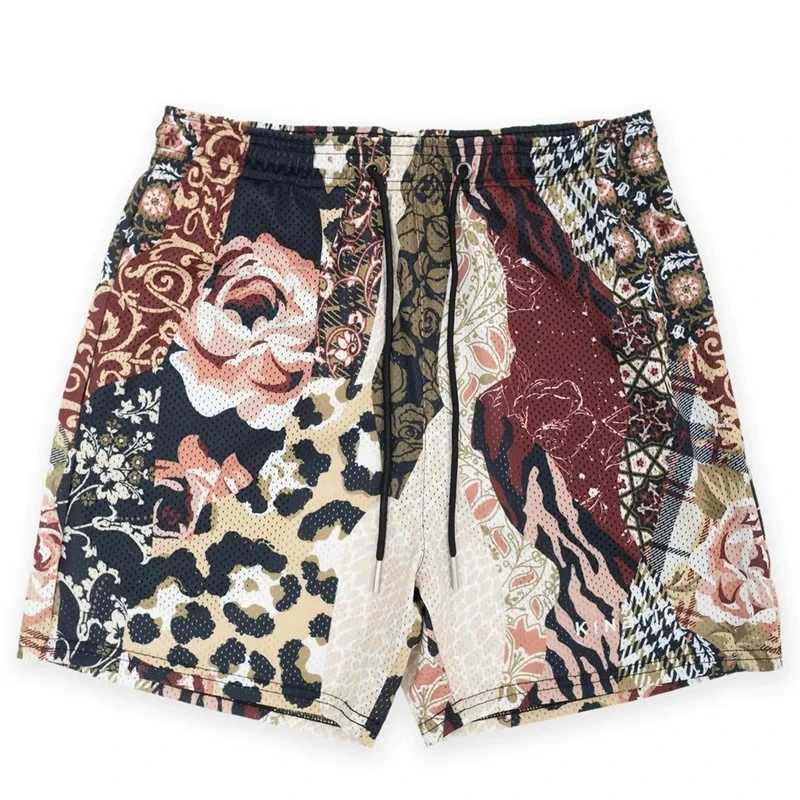 Summer New Shorts Rose Design Casual Shorts Street Hip Hop Fitness Polyester Quick drying Breathable Embroidered Mens Shorts W241223