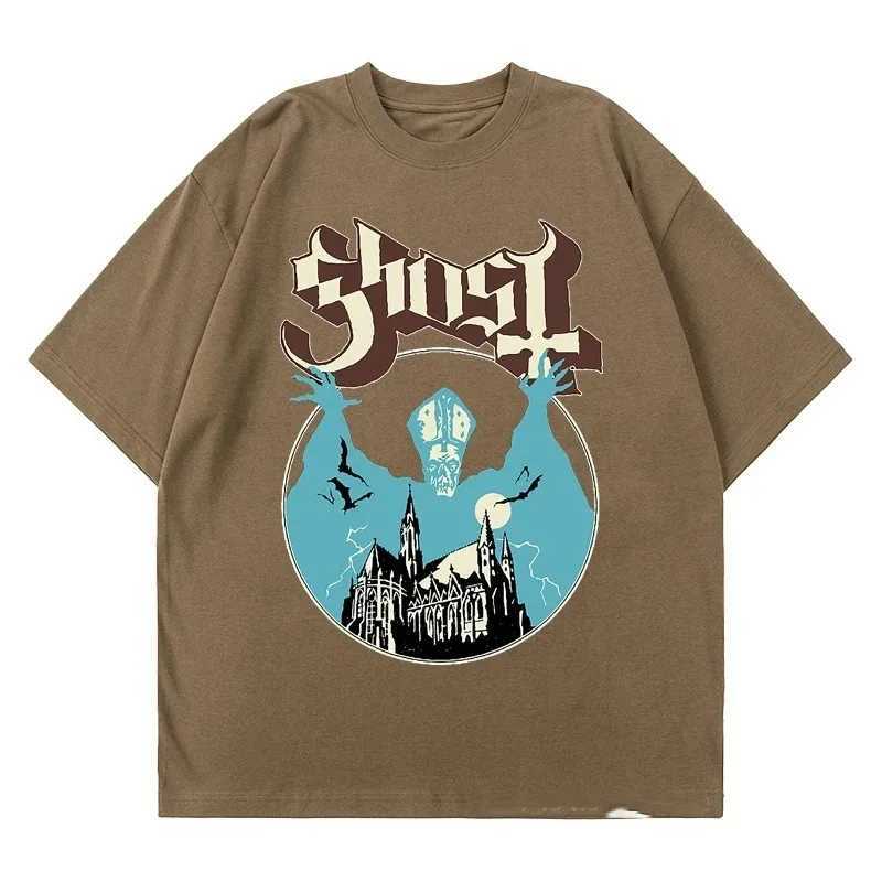 New Ghost Band T-shirt for Women Super Large Fashionable Cool London Singer Fans Must Have Summer Short sleeved Printed Rock Solid Black T-shirt W2412