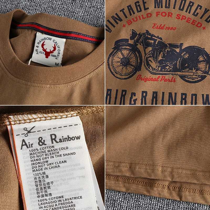 Summer American retro short sleeved O-neck motorcycle printed T-shirt for men fashionable and simple 100% pure cotton wash casual sports top W241223