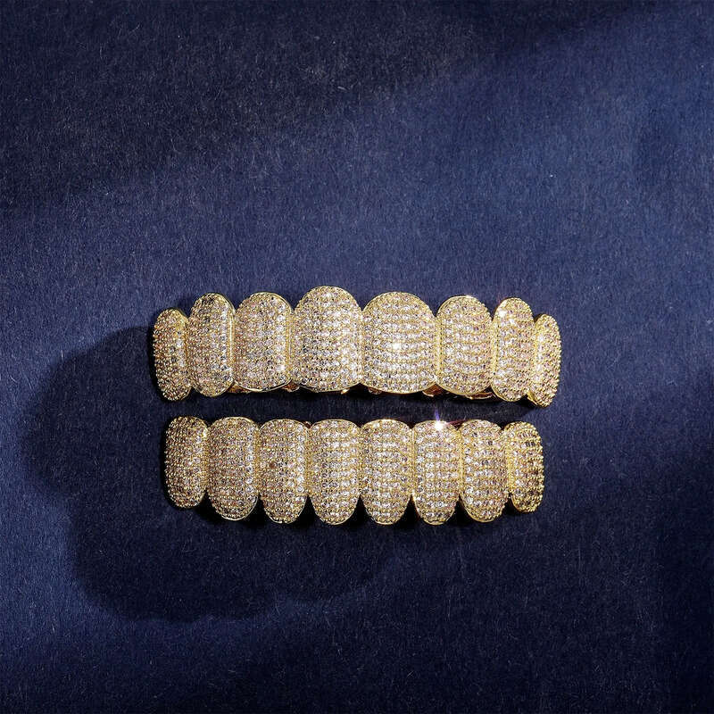 Exclusive customization Moissanite Teeth Grillz iced out Hop Sier decorative braces Real Dia Bg Tooth Grills For Men