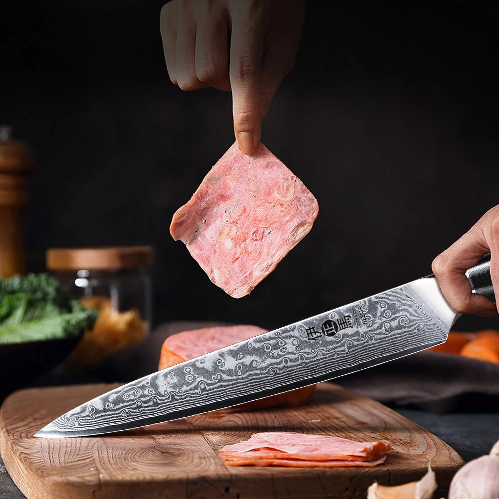 YIZEMA 8-inch professional carving knife Japanese Damascus steel slicing knife sharp meat filling salmon kitchen knife 241224