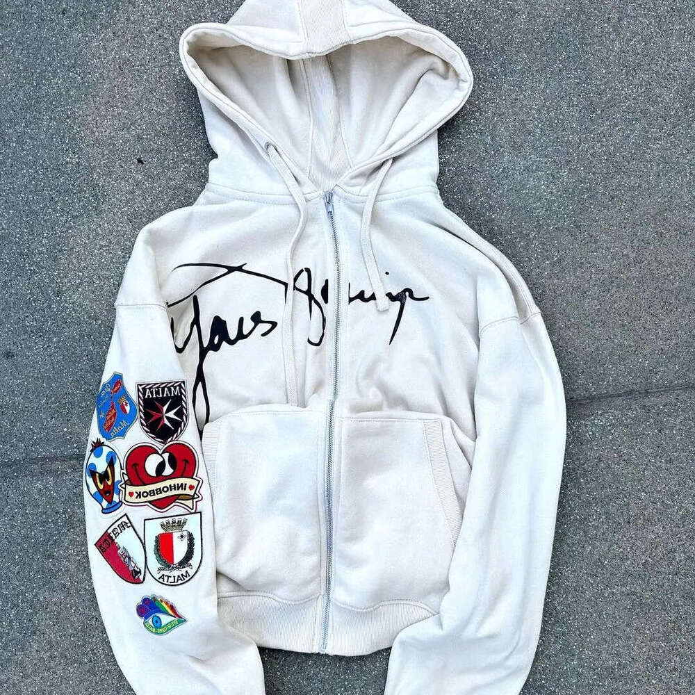 American Retro Y2K Clothes Mens Womens Haruku Gothic Cartoon Graphics Oversized Hoodie Sweatshirt Zipper Jacket