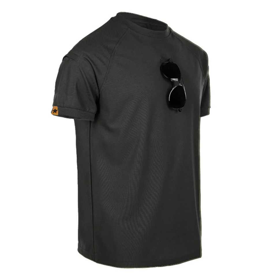 Mens 100% polyester summer quick drying military T-shirt plain weave custom printed mens O-neck short sleeved T-shirt plus size military T-shirt W2412