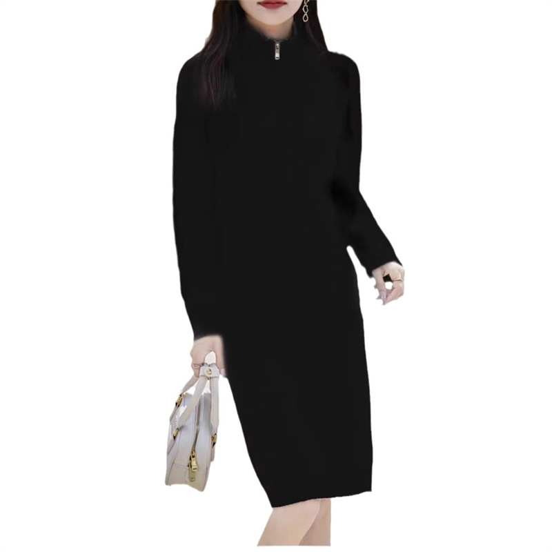 Y8039 New autumn and winter slim long knitted dress lazy design all-match loose sweater for women