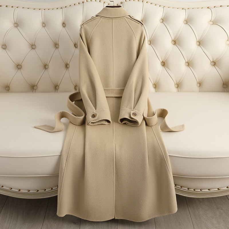D5066 Double-faced cashmere coat for women 2024 autumn and winter new style over the knee Hepburn style temperament fashion high-end