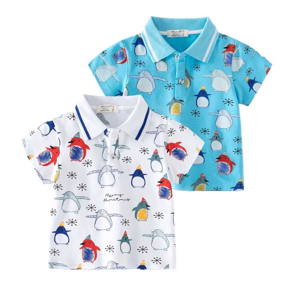 Summer fashion printed short sleeved T-shirt for boys casual and breathable Pique cotton polo shirt for children aged 3-8 W241223