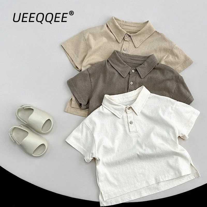 Summer childrens polo shirt 1-8Y boys cotton loose daily button short sleeved top Korean childrens clothing 2024 new item W241223