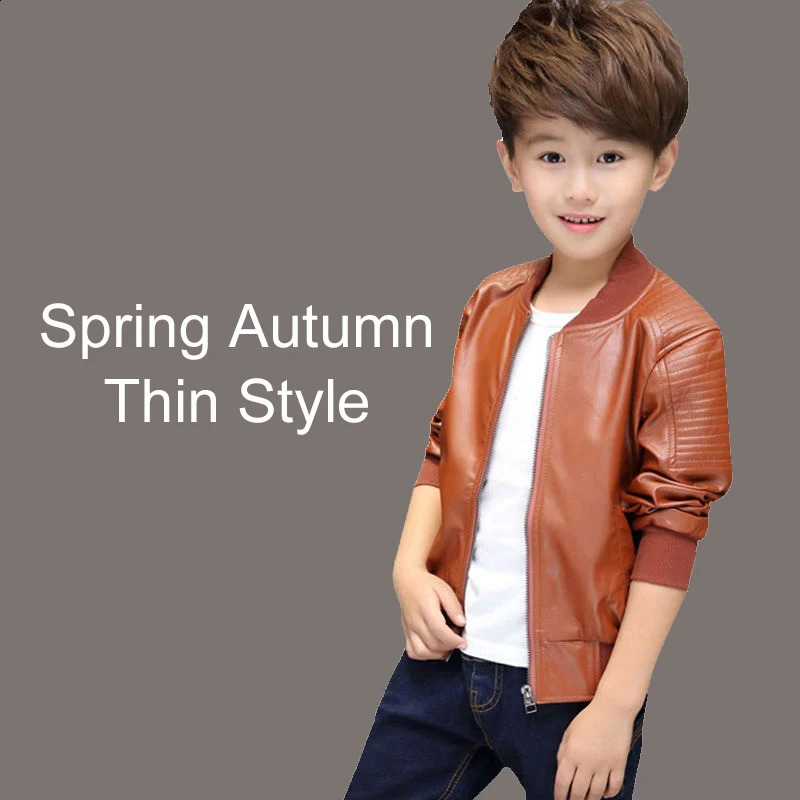 Plus Velvet Warm Autumn Winter Leather Jacket For Boys Coat Fashion Waterproof Children Outerwear 2-13 Year Teenage Kids Clothes 241223