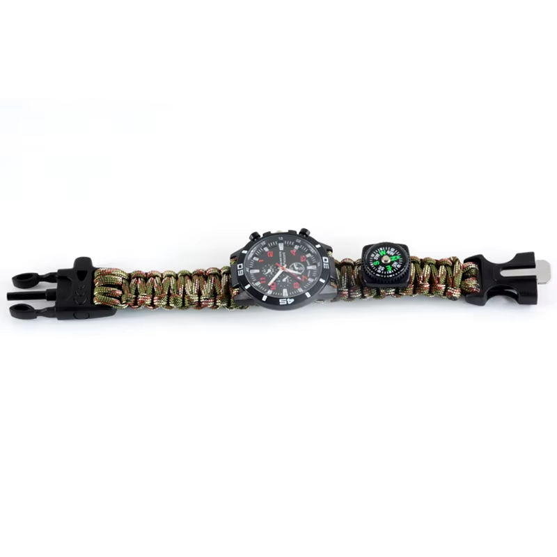 outdoor waterproof multifunctional survival paracord watch band paracord bracelet watch