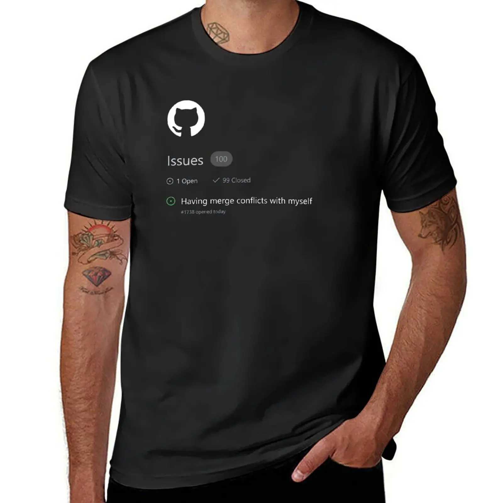Github issue - Conflict with merging ones own T-shirt summer clothing black shirt flat T-shirt mens T-shirt W241223