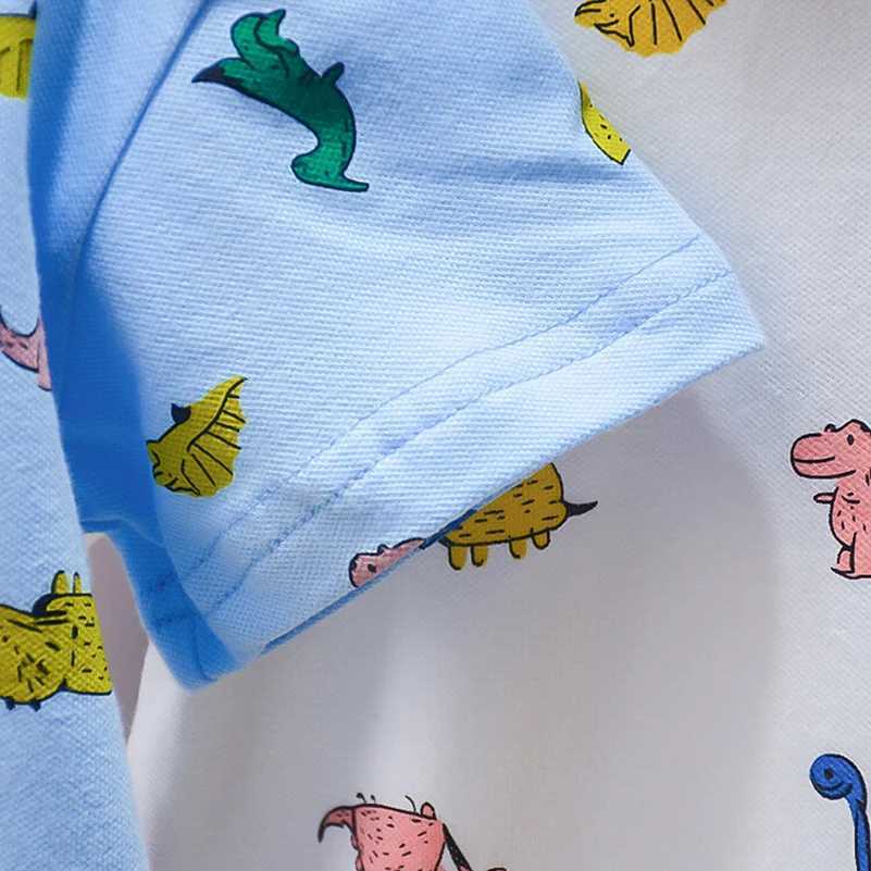 Summer Boys 2024 Korean Fashion Casual Breathable Collar Dinosaur/Mobile/Polo Shirt 2-7 Years Old W241223