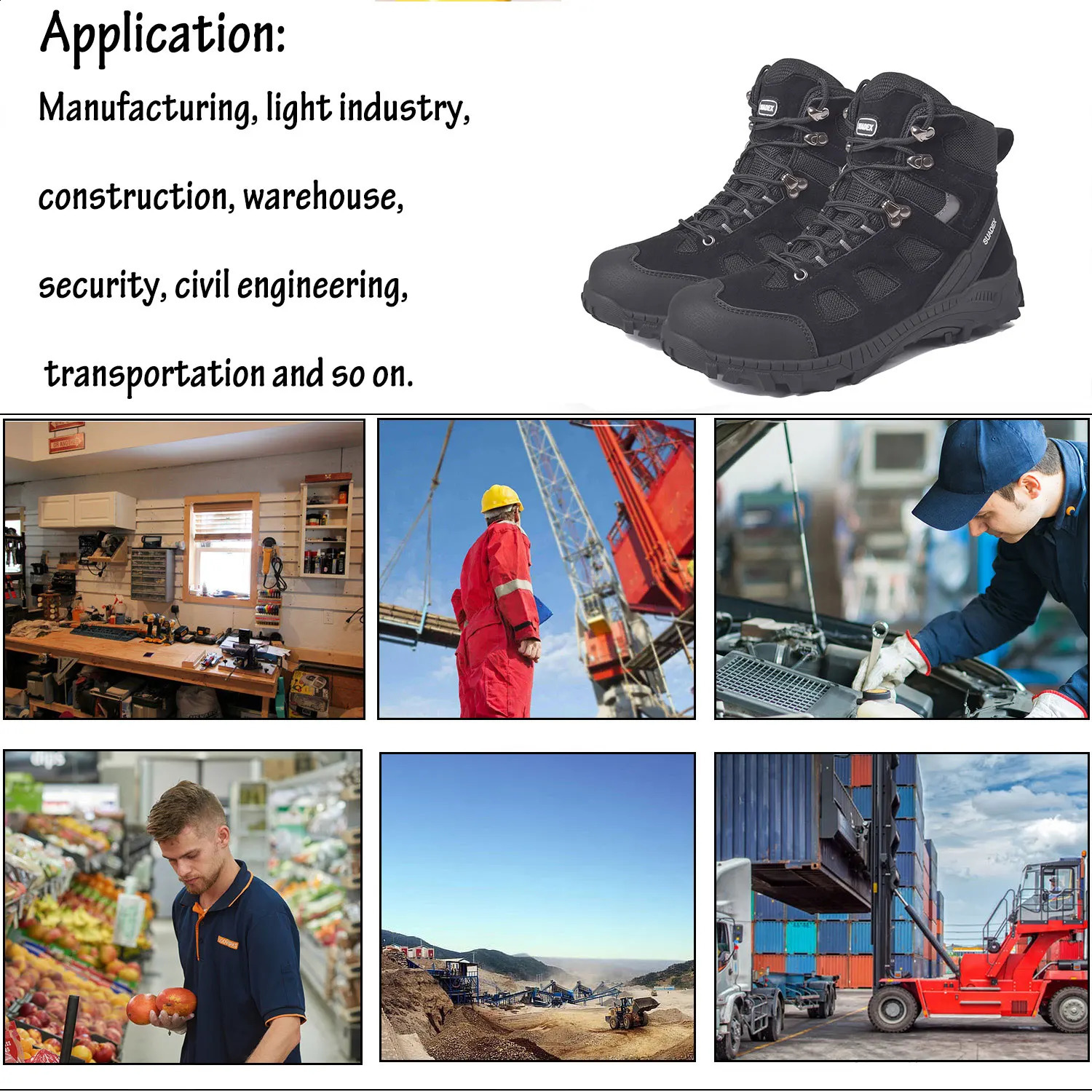 SUADEX Mens Work Safety Boots Mens Shattered Industrial Work Shoes Sand proof Desert Boots Outdoor Ankle Boots EUR Size 37-48 241223