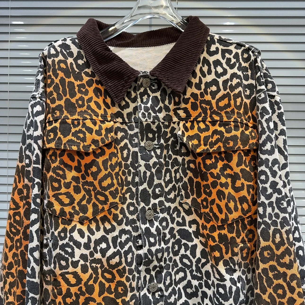 Autumn American Sexy Velvet POLO Collar Leopard Print Denim Jacket Street Hipster Long Sleeve Loose Jacket Women 241223