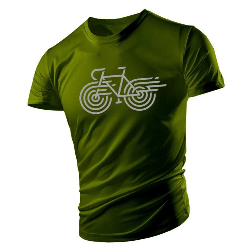 Mens Simple Bicycle Printed T-shirt Mens Sports Quick drying Short sleeved Mens T-shirt W241223