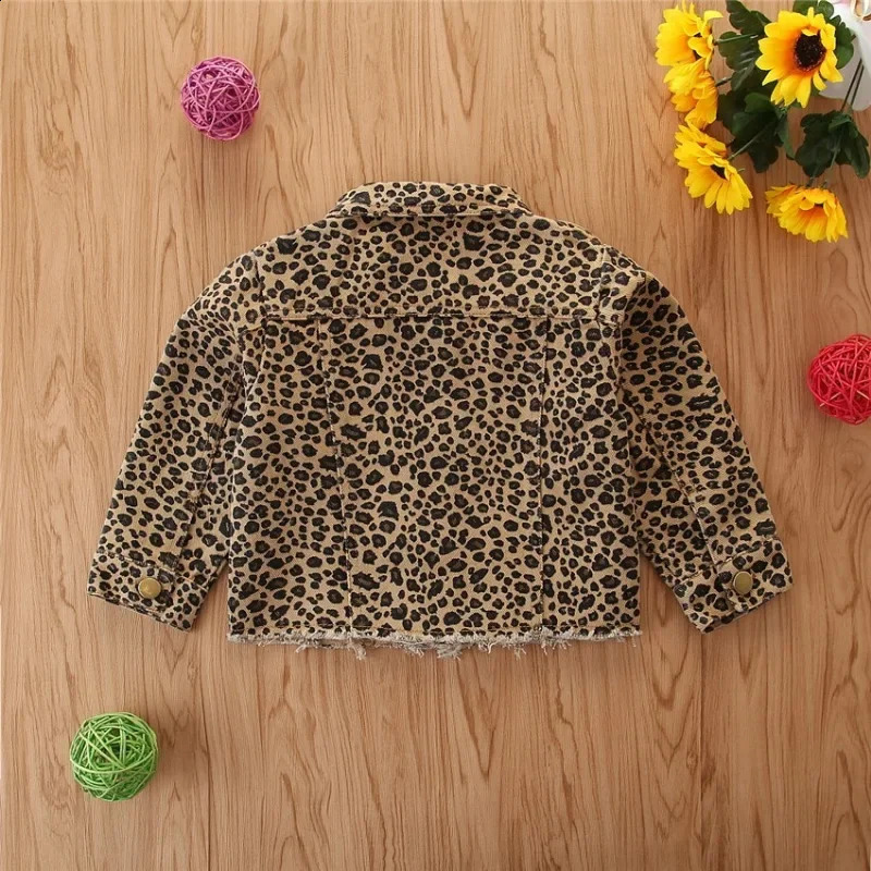 Samgamibaby Girls Spring Jacket in Leopard Print and Single Breasted Style for Fashionable Looks Baby Girl Coat 241223