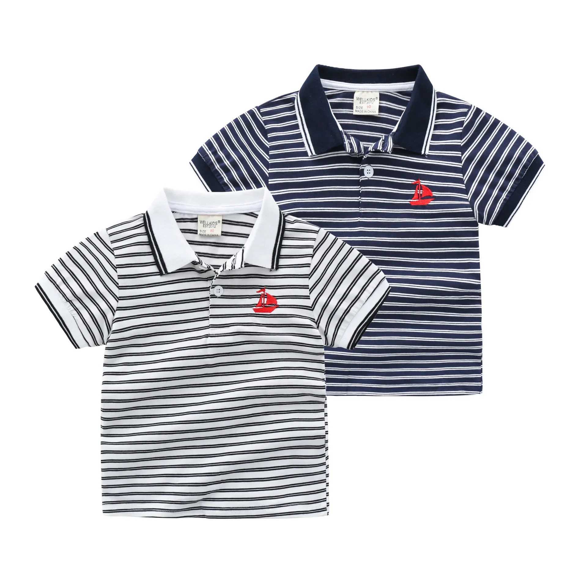 Boys polo shirt short sleeved summer striped childrens top wearing childrens T-shirt soft boys shirt clothing W241223