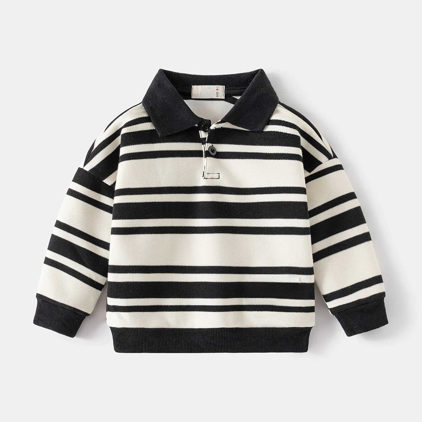 Boys collar long sleeved T-shirt top boys spring and autumn childrens casual polo shirt boys fashionable clothing W241223