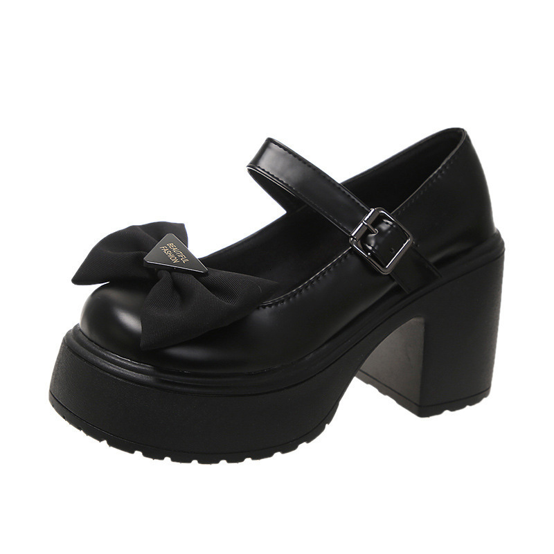 Heeled High Ddmywed Small Leather New Spring And Autumn Season JK Clothing Plus Size Mary Jane Butterfly Bow Single Shoes For Women Chinese Brand F Dd