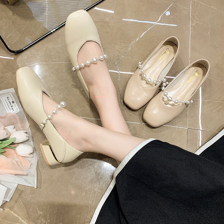 Shoe Ddmywed Single Women S Thick Heel Spring And Summer New Style Evening Breeze Gentle Lady Fairy Mary Zhen Shoes Pearl Soft Sole Chinese Brand F Dd