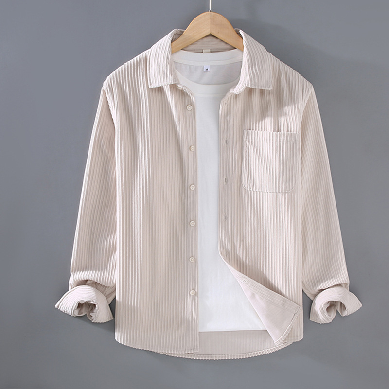 M11131 Men's autumn new long-sleeved work shirt corduroy jacket men's shirt