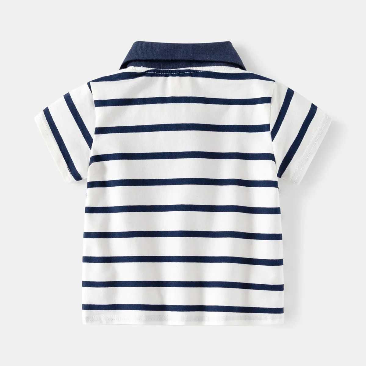 Mens polo shirt short sleeved striped childrens summer top wearing childrens T-shirt soft boy shirt clothing 4-6Y W241223