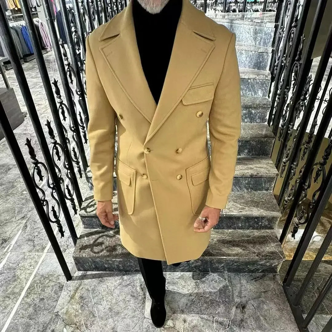Independent Station AutumnWinter Mens Fashionable Woolen Lapel MediumLength Casual Overcoat Jacket 241220