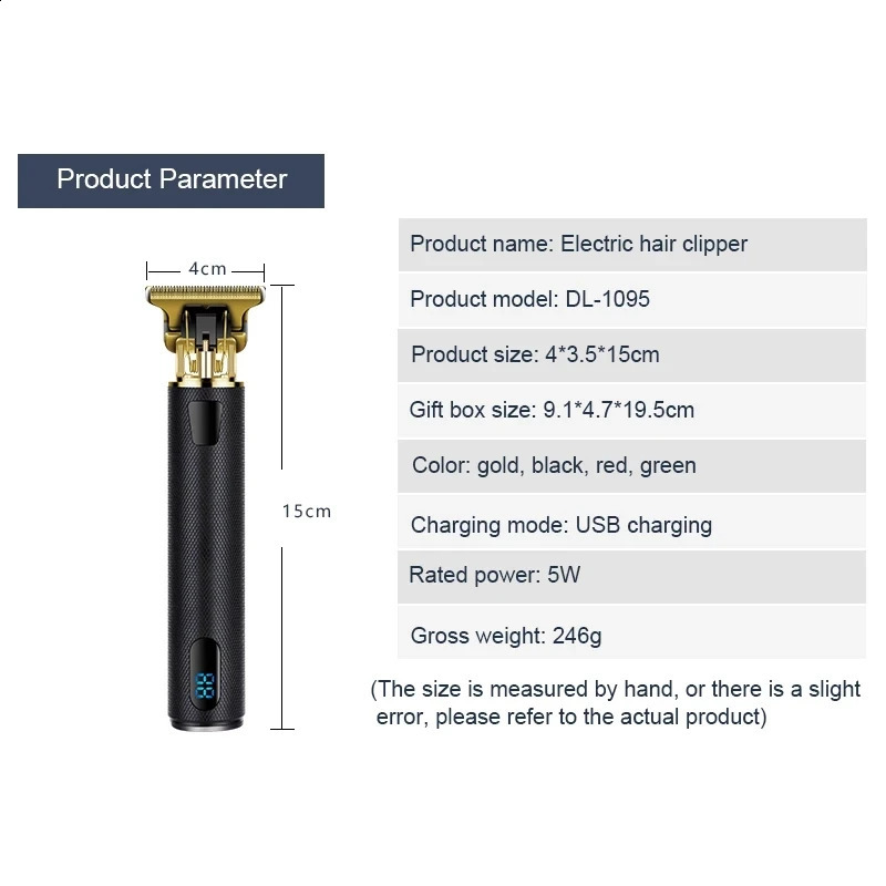 Corded Cordless Professional Hair Trimmer Metal Housing Beard Trimmer Electric Hair Clipper Finishing Rechargeable Hair Cutter 241224