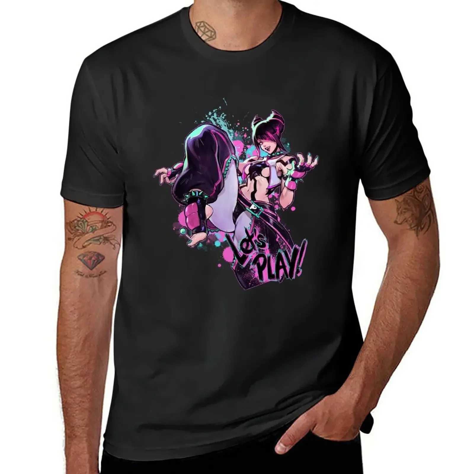 New JURI Street Fighter 6 Black T-shirt White T-shirt Mens Short Sleeve Retro New Top and Retro T-shirt W241223