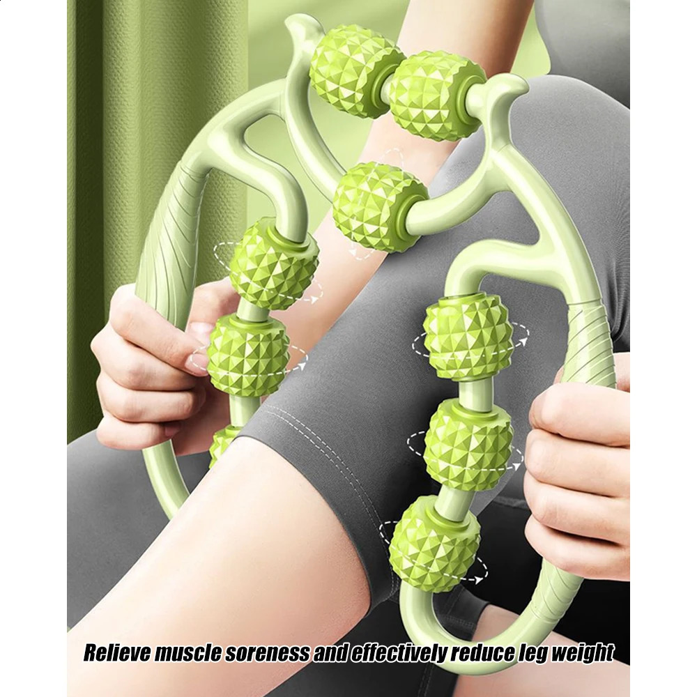 1Pcs 9-Wheel Fascia Muscle Roller Cellulite Roller Massage Roller for Relieve Muscle Soreness ThighCalfArmReduce Cellulite 241224