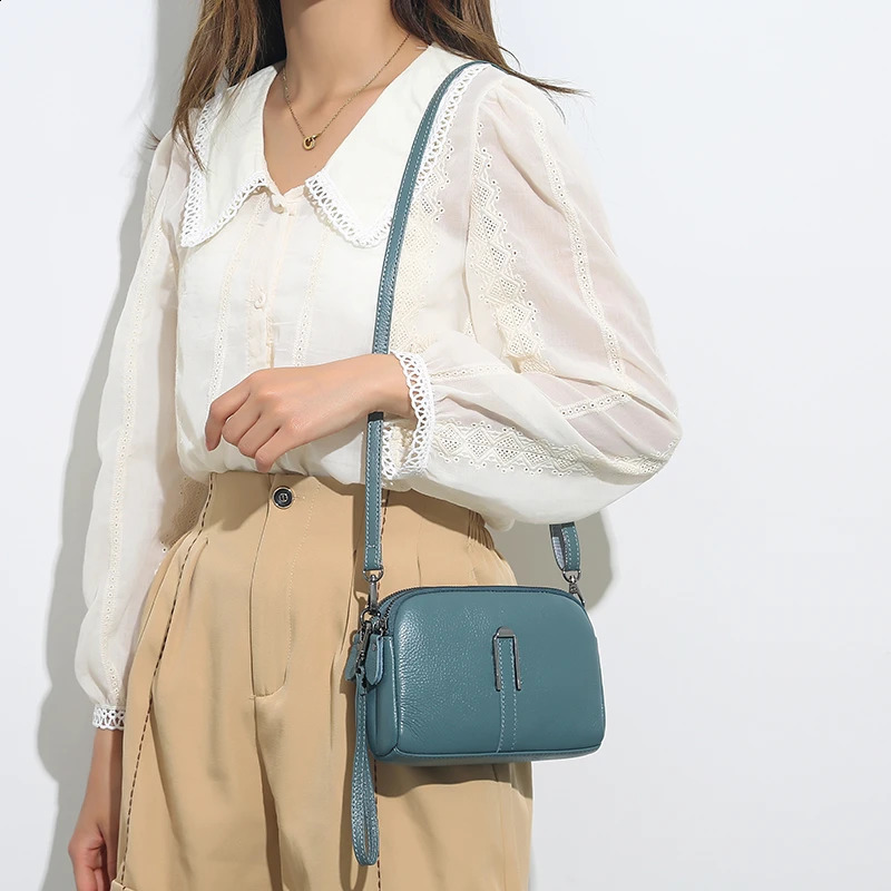 Genuine Leather Bag Womens Crossbody Bag for Woman Female Solid Color Clutch Phone Bags Shoulder Bag Messenger Bag Sac 250120