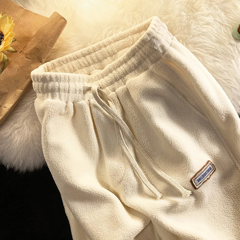 Loose Lamb Wool Velvet leggings Autumn Winter Women Casual Sports Pants Thick Fleece Warm Sweatpants Baggy Joggers Trousers 241220