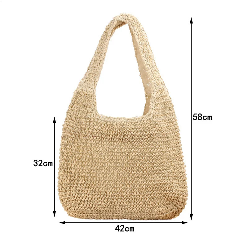 Designer Bag New Fashion Women Shoulder Paper Woven Female Handbags Large Capacity Summer Beach Straw Bags Casual Tote Purses