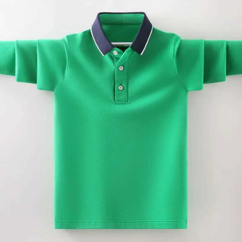 Childrens polo shirts for spring and autumn fashion childrens casual long sleeved tops teenagers boys clothing for 5-14 years W241223