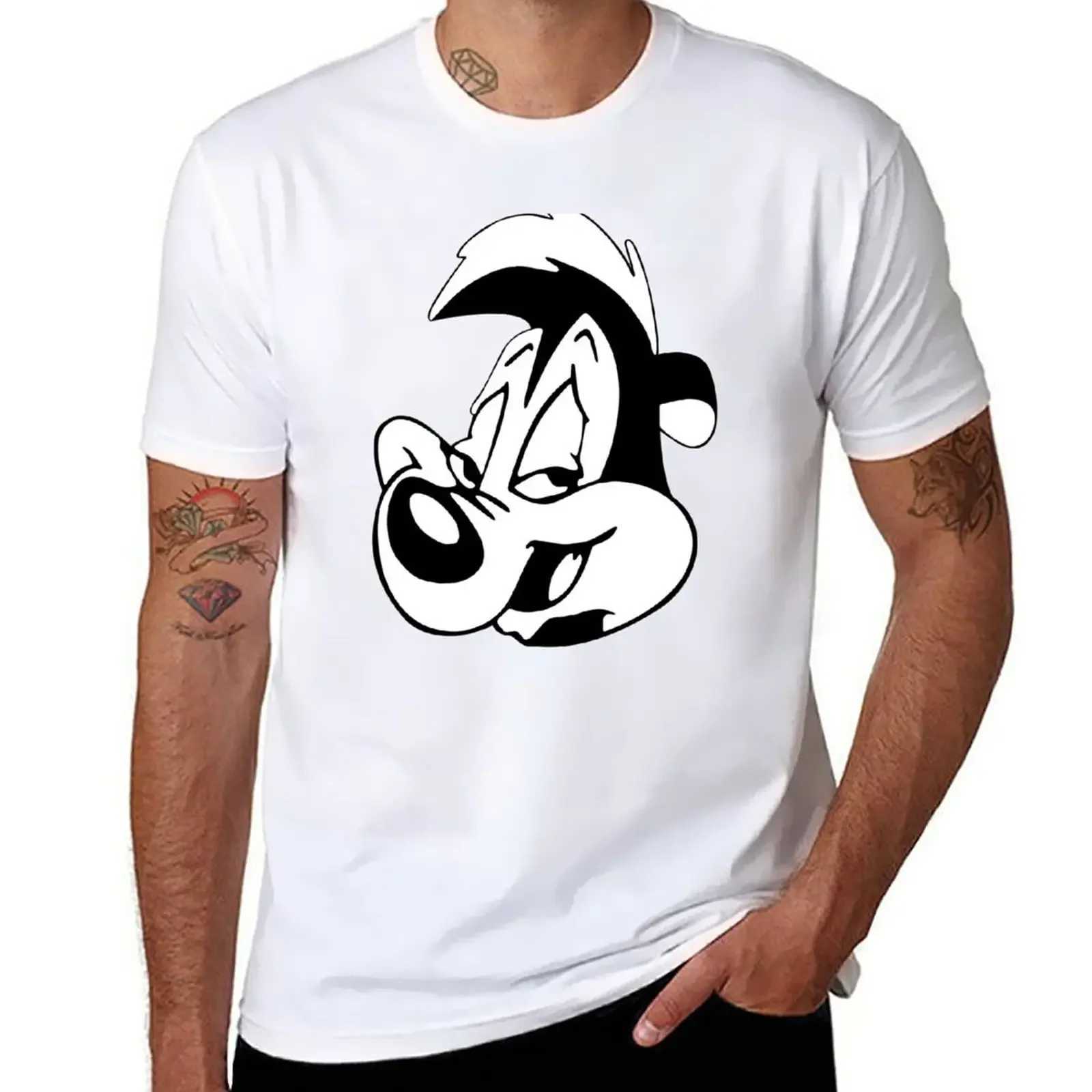Mens T-shirt cartoon new Pepe Le Pew T-shirt aesthetic clothing ordinary retro street decal information manga retro anime harajuku W241223