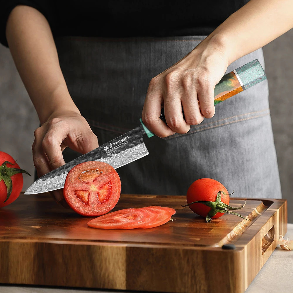 TURWHO 5 Japanese Hand Forged Kitchen Practical Knife Damascus Steel Chef Knife Fruit and Meat Cooking Tool Stable Wooden Handle 241224