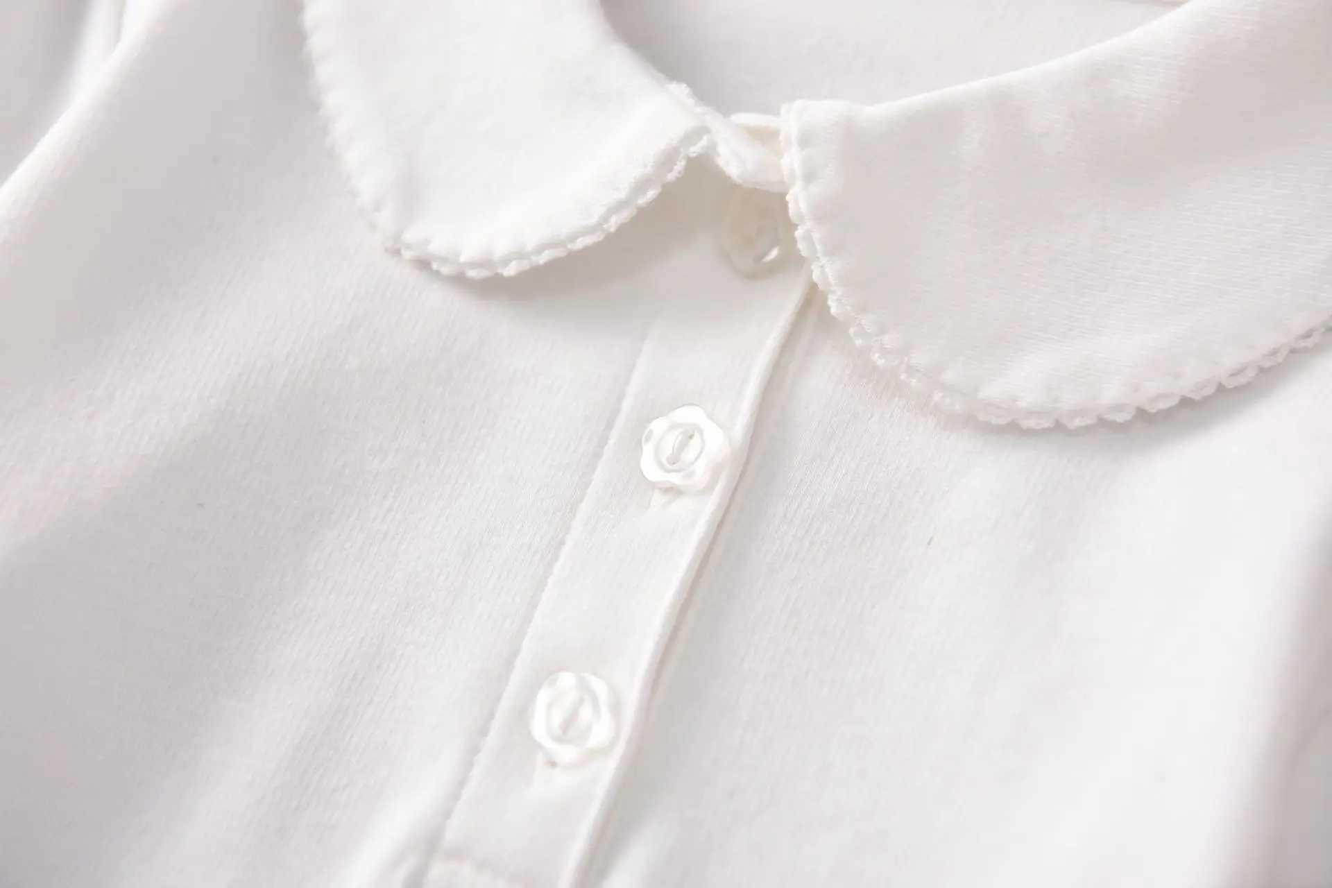 Girls cotton polo shirt childrens white long sleeved loose breathable T-shirt size 90-170 W241223